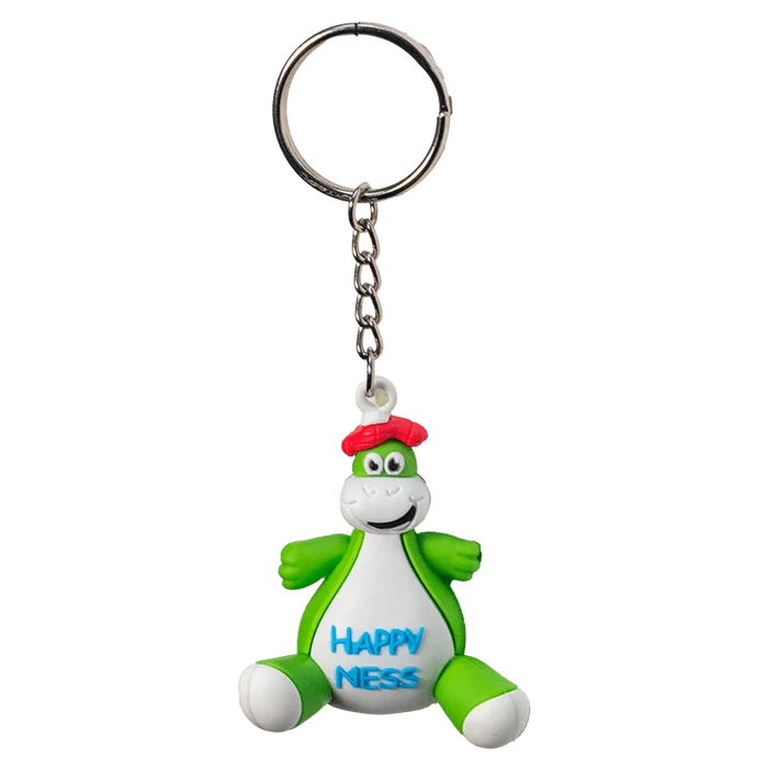 3D Rubber Keyring – Happy - ness or Highland Coo in Vibrant Colours - Heritage Of Scotland - Happy - ness