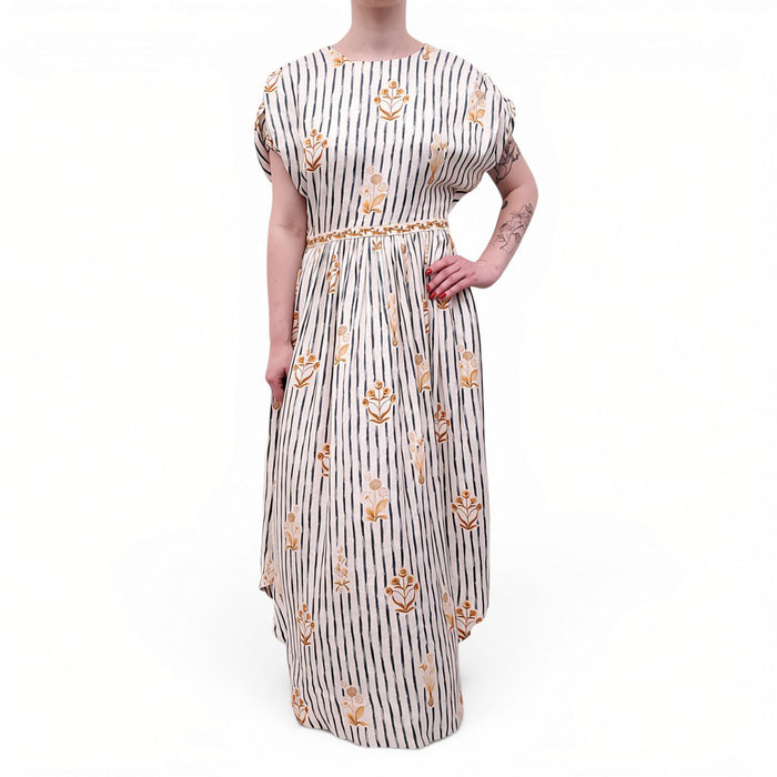 AGUA BANDITA STRIPED FLORAL DRESS - SIZE S