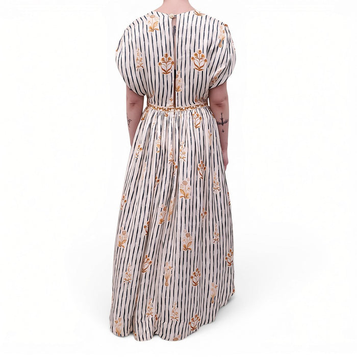 AGUA BANDITA STRIPED FLORAL DRESS - SIZE S