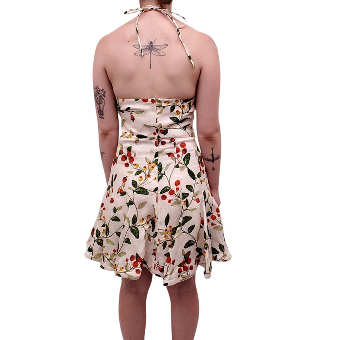 AGUA BANDITA WHITE BERRY PRINT HALTER DRESS - SIZE L