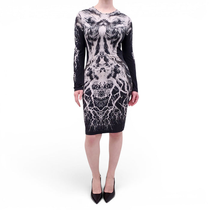 ALEXANDER MCQUEEN BLACK AND WHITE STRETCH DRESS - SIZE 44