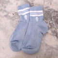 ALEXANDER MCQUEEN BLUE SHIMMER SOCKS WITH WHITE STRIPE - SIZE XS