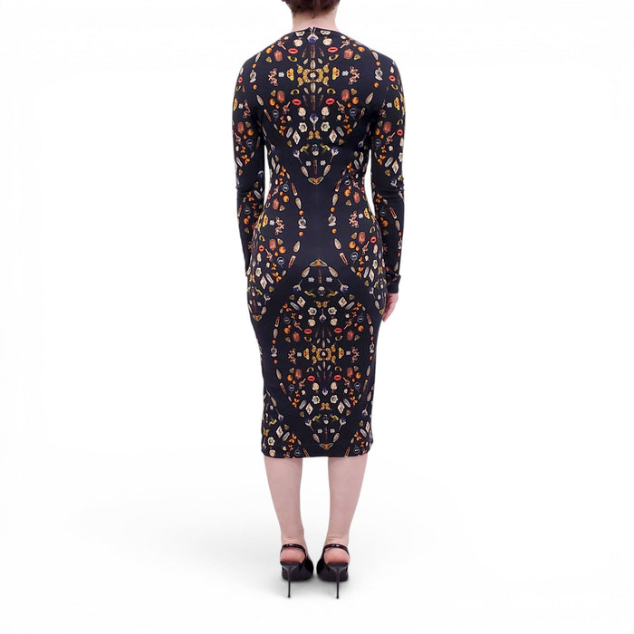 ALEXANDER MCQUEEN ICON PATTERNED BLACK DRESS - SIZE 42