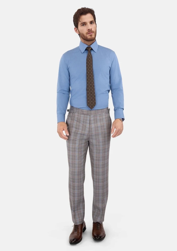 Ash Brown Check Pants - SARTORO