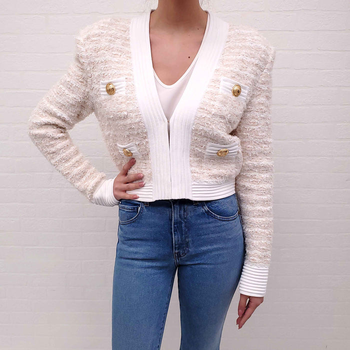 BALMAIN TWEED SWEATER JACKET - SIZE 42