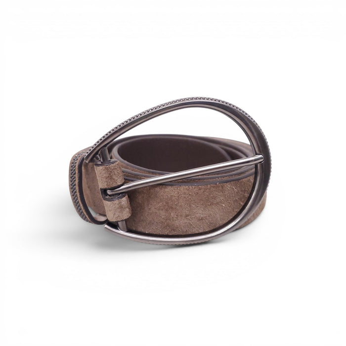 B.C. TAUPE SUEDE BELT WITH MONILI - SIZE XS