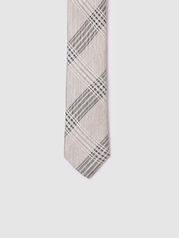 Beige Printed Tie