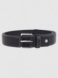 Black Contrast Stitching Leather Belt