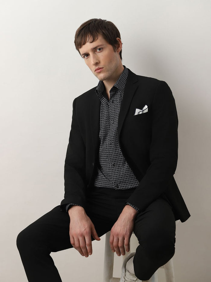 Black Dot Print Full Sleeves Shirt