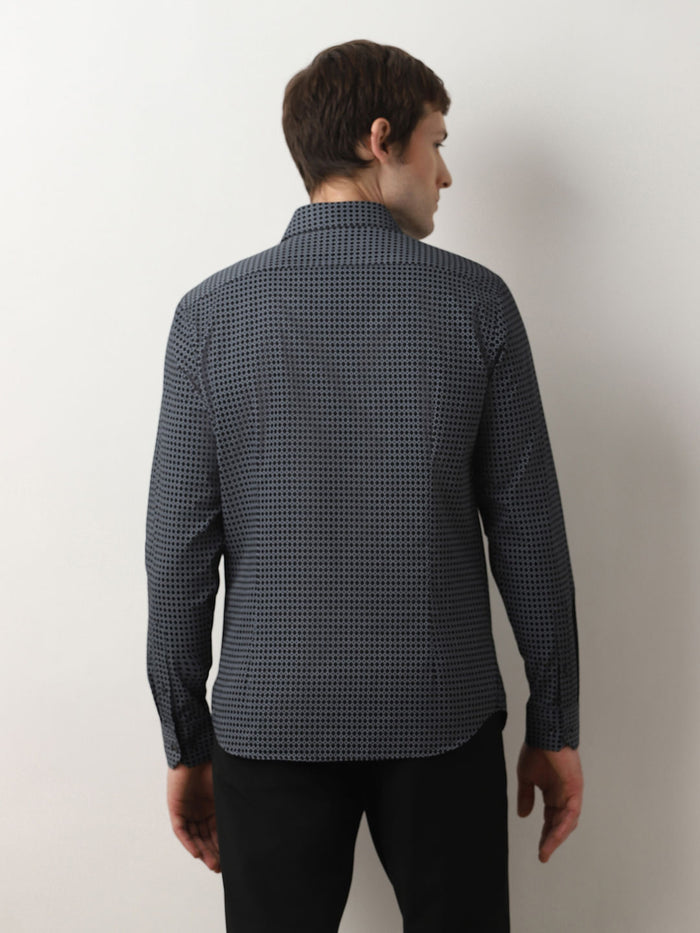 Black Dot Print Full Sleeves Shirt