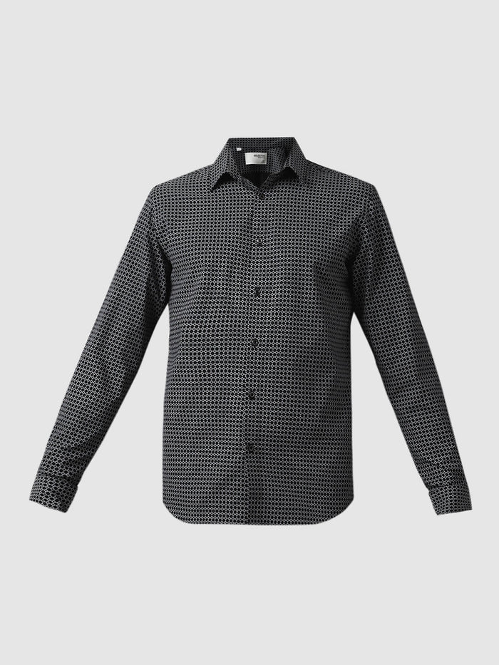 Black Dot Print Full Sleeves Shirt