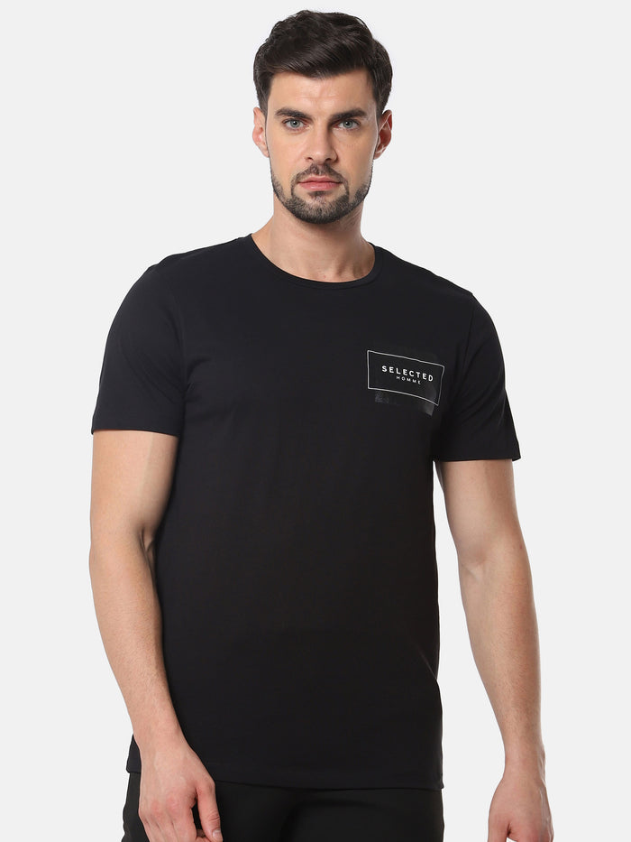 Black Logo Print Crew Neck T-Shirt