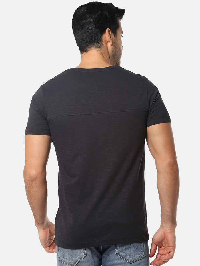 Black One Pocket Slim Fit Crew Neck T-Shirt