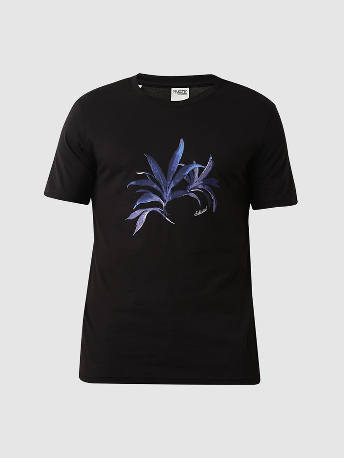 Black Printed Crew Neck T-Shirt