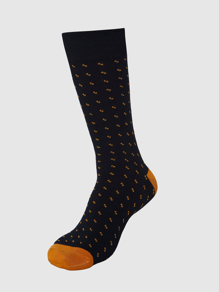 Black Printed Mid Calf Length Socks