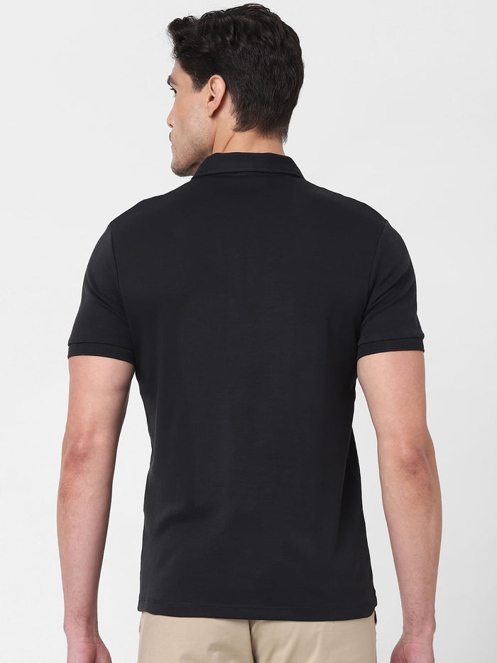 Black Zip-Up Polo Neck T-Shirt