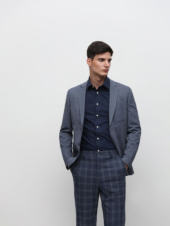 Blue Dobby Formal Full Sleeves Shirt