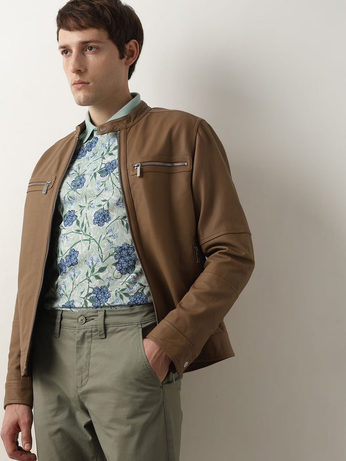 Blue Floral Print Polo T-Shirt