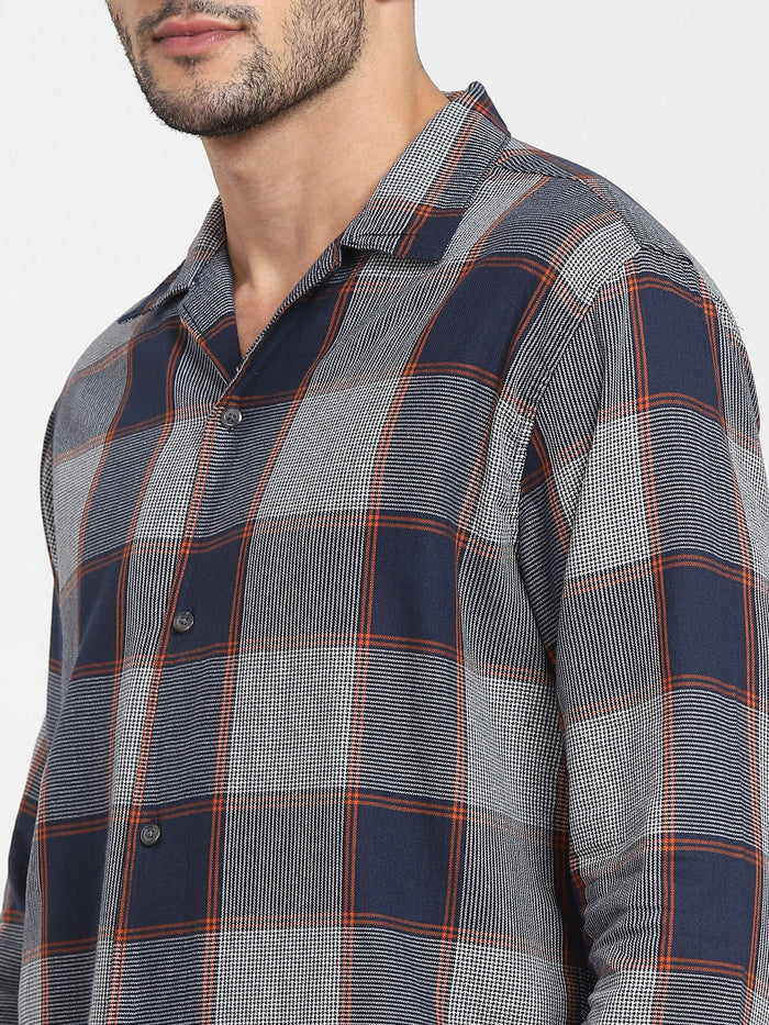 Blue & Grey Check Full Sleeves Shirt