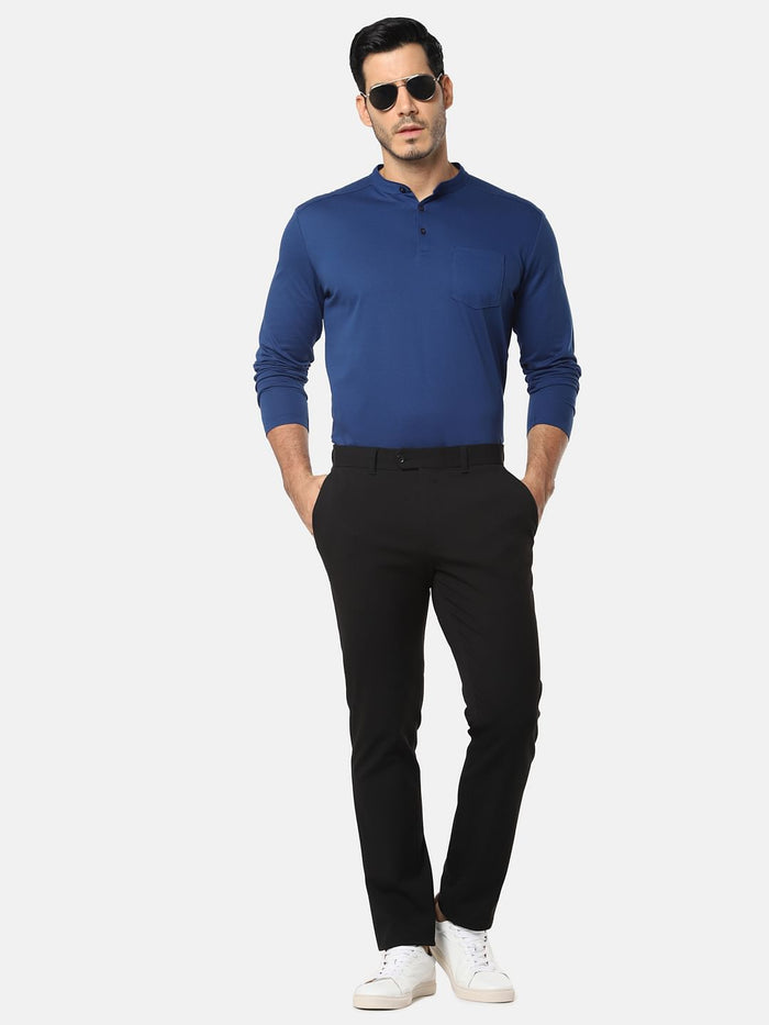 Blue Henley Neck T-Shirt