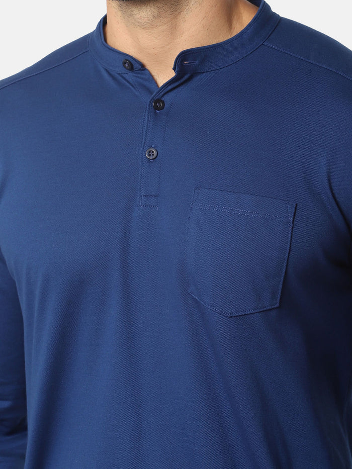 Blue Henley Neck T-Shirt