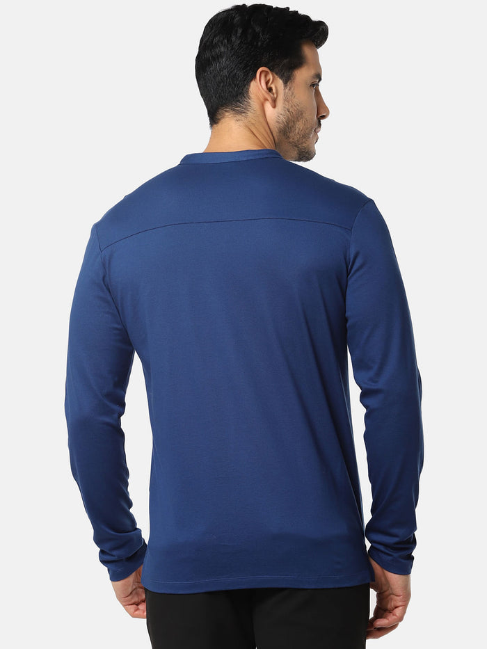 Blue Henley Neck T-Shirt