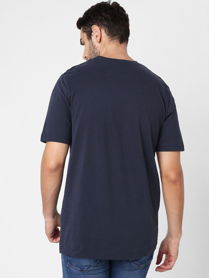Blue Logo Print Crew Neck T-Shirt