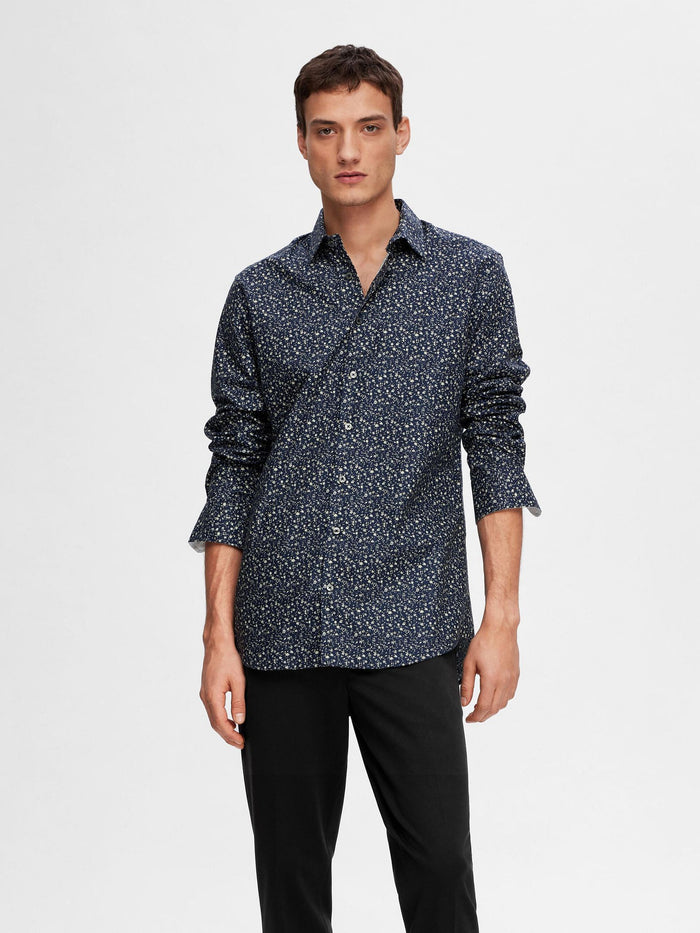 Blue Printed Full Sleeves Shirt