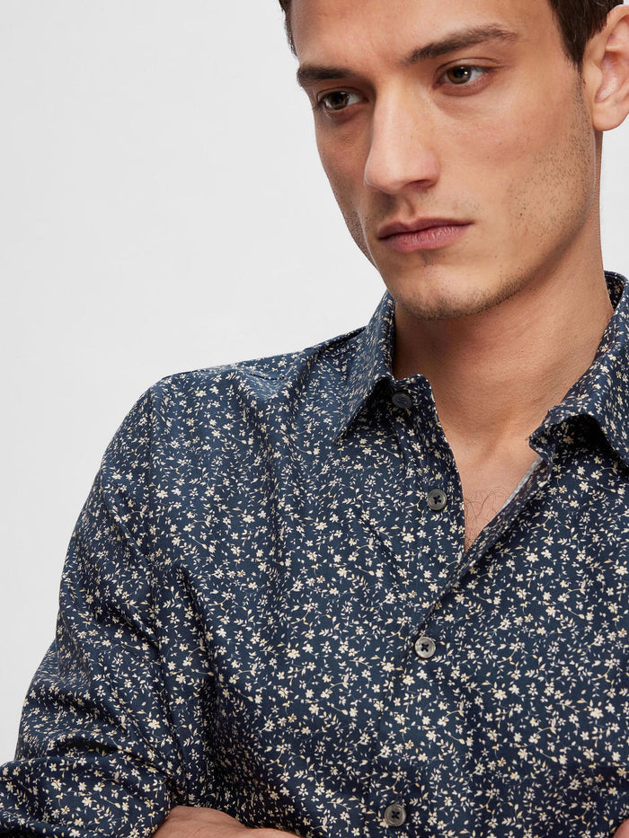 Blue Printed Full Sleeves Shirt