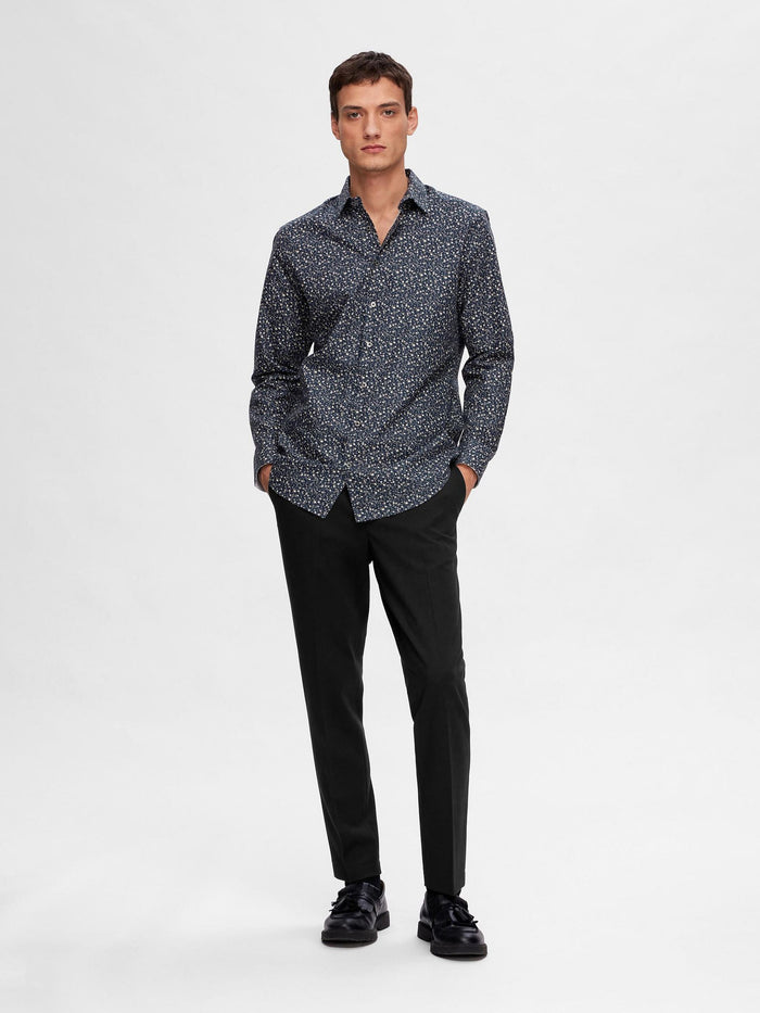 Blue Printed Full Sleeves Shirt