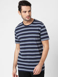 Blue Striped Crew Neck T-Shirt