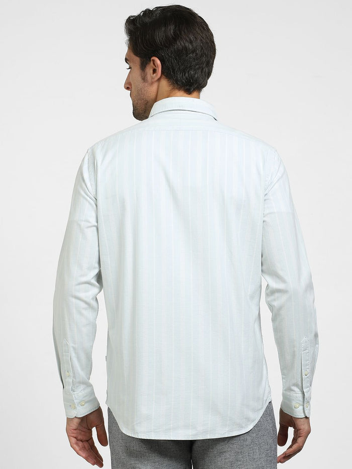 Blue Striped Organic Cotton Full Sleeves Shirt