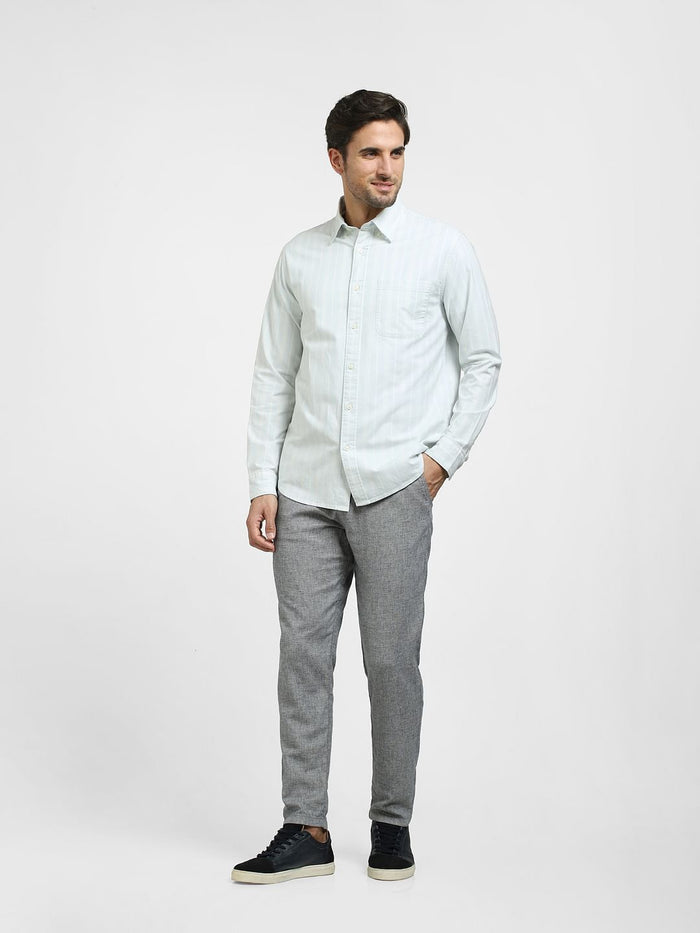 Blue Striped Organic Cotton Full Sleeves Shirt