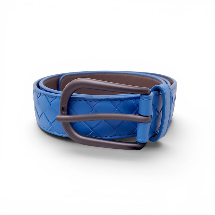 BOTTEGA VENETA BLUE LEATHER BELT - SIZE 80