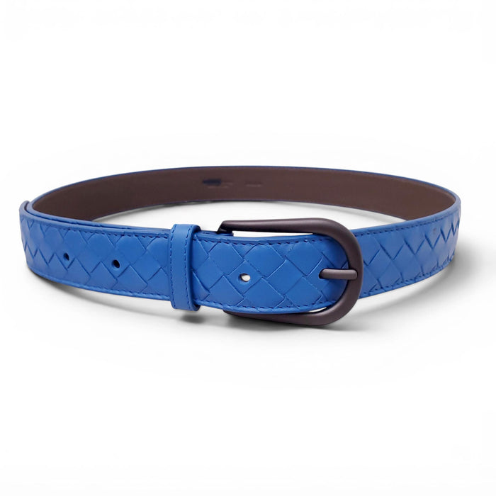 BOTTEGA VENETA BLUE LEATHER BELT - SIZE 80