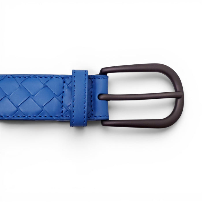 BOTTEGA VENETA BLUE LEATHER BELT - SIZE 80