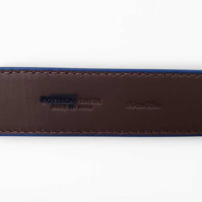 BOTTEGA VENETA BLUE LEATHER BELT - SIZE 80