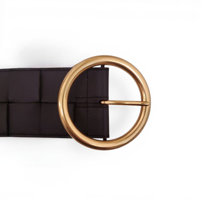 BOTTEGA VENETA BROWN INTRECCIATO BELT - SIZE 85