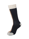 Brown Colour Blocked Mid Calf Length Socks