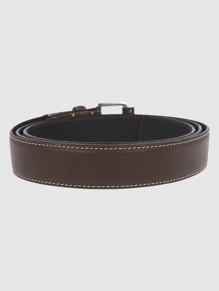 Brown Contrast Stitching Leather Belt
