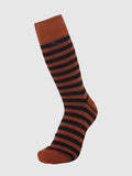 Brown Striped Mid Calf Length Socks