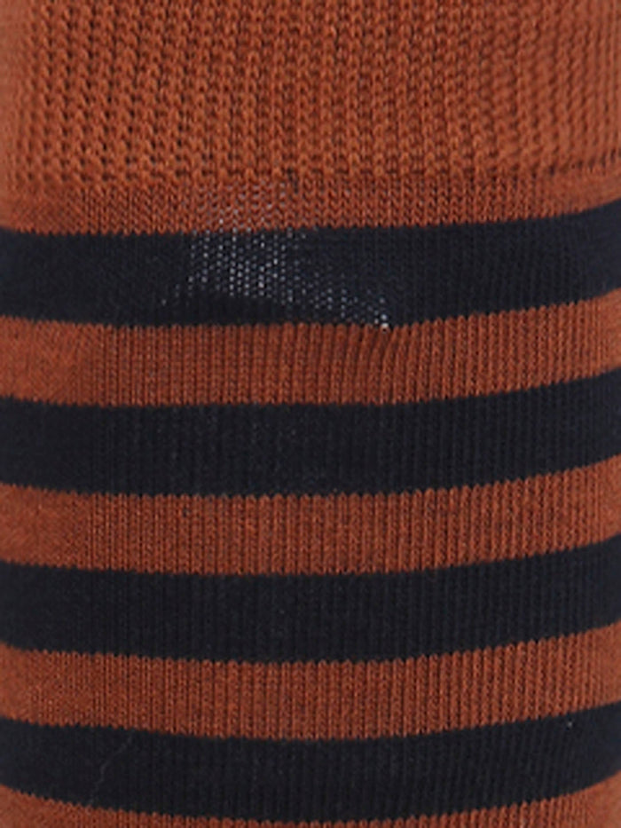 Brown Striped Mid Calf Length Socks