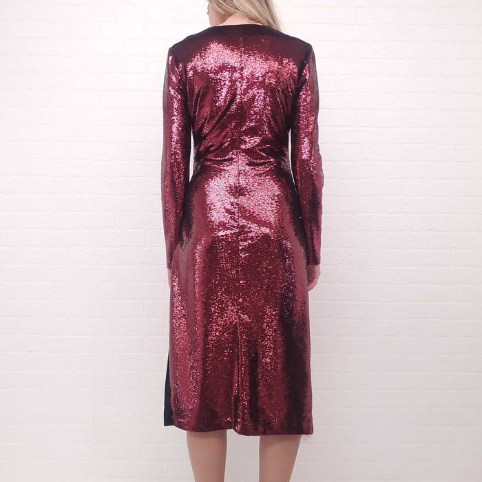 BURBERRY CORRINE SEQUIN CUT-OUT MAXI DRESS - SIZE 8