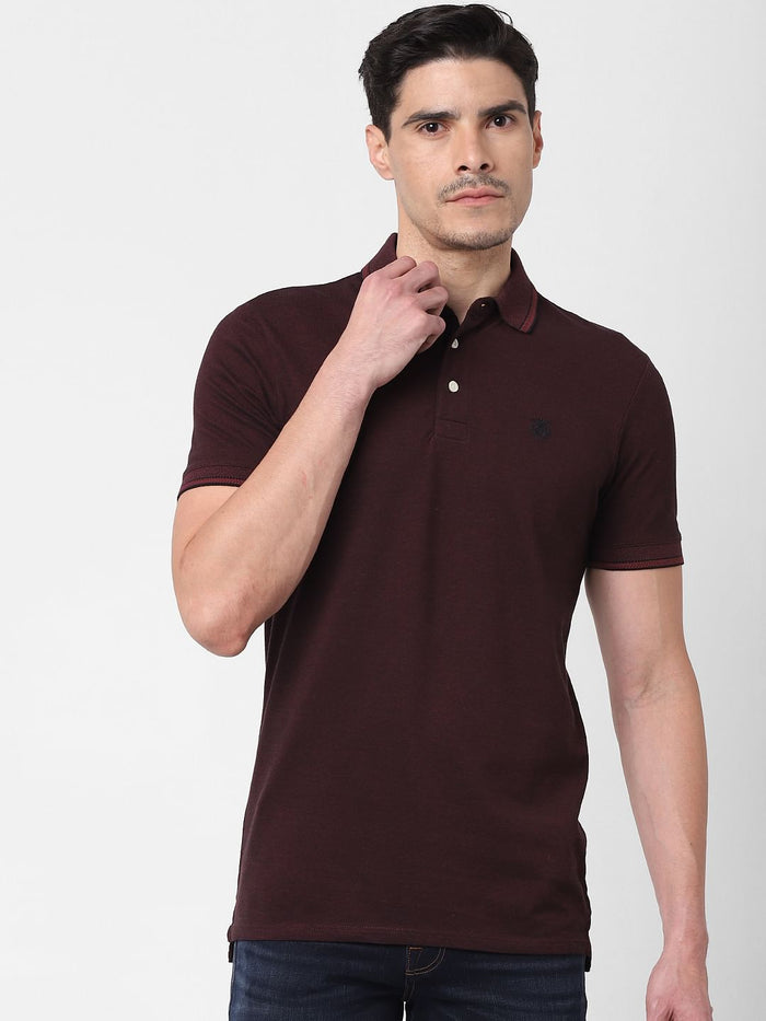 Burgundy Polo Neck T-Shirt