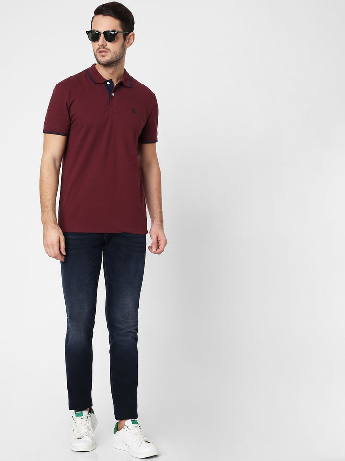 Burgundy Polo Neck T-Shirt