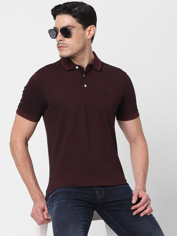 Burgundy Polo Neck T-Shirt