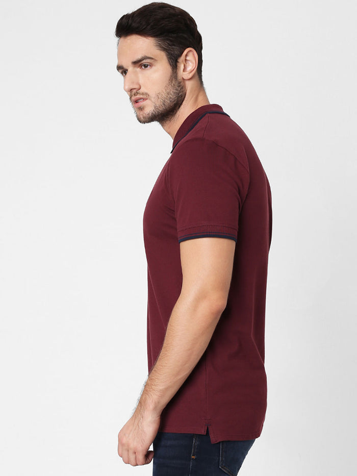 Burgundy Polo Neck T-Shirt