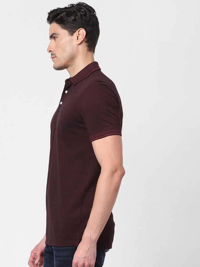 Burgundy Polo Neck T-Shirt