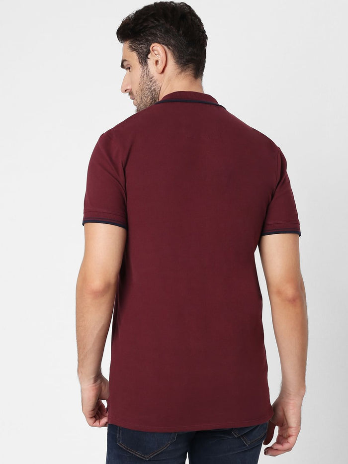 Burgundy Polo Neck T-Shirt