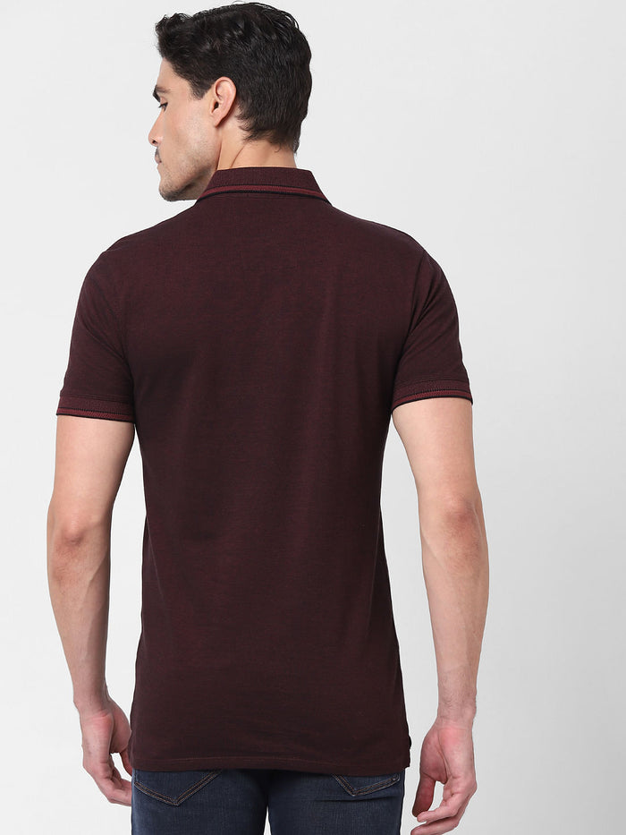 Burgundy Polo Neck T-Shirt